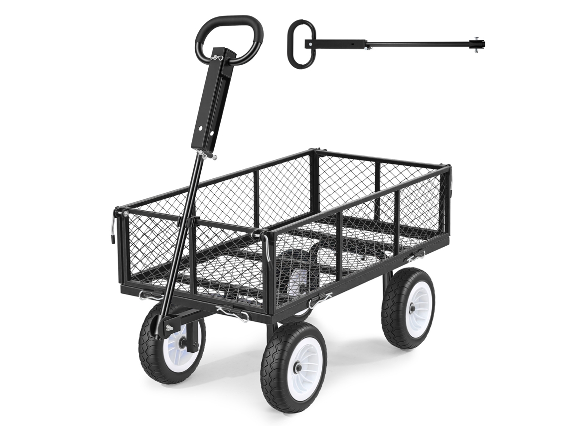 Vevor Carro De Jardín 408,2 Kg Resistente De Acero Con Neumáticos Color Negro