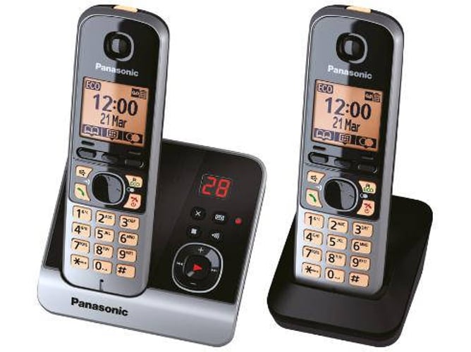 Teléfono Inalámbrico Duo Panasonic KX-TG6852SPB, Negro, Teléfonos  inalámbricos