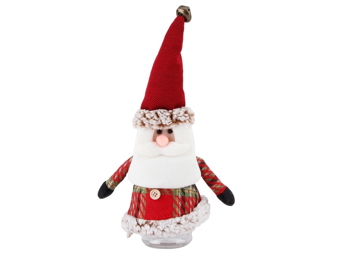 Caja de dulces navideña con forma de Papá Noel, decorativa, tejida.