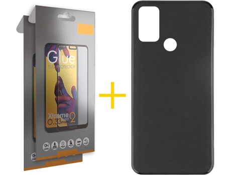 Kit Funda + 2 Protectores de Pantalla Alcatel 1S 2021 SKYHE Full Liso (Negro)