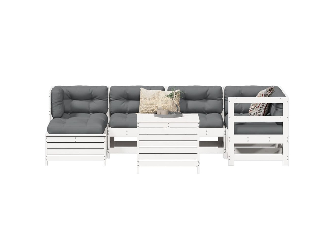Conjunto de sofás de jardín de 2 piezas de pino macizo blanco Dkd Home Decor