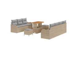 Maison Exclusive - Conjunto de sofás de jardín de 10 piezas en beige y gris claro