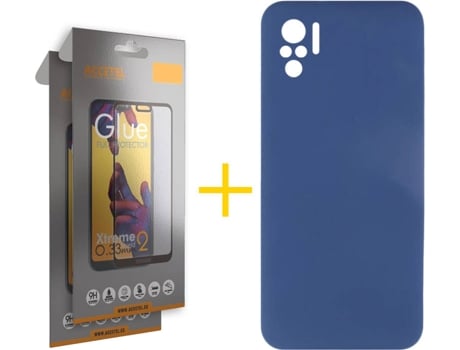 Kit Funda + 2 Protectores de Pantalla Xiaomi Redmi Note 10 4G / 10S ACCETEL Liso Azul
