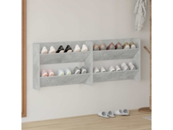 2 Uds Zapatero | Armario Zapateros De Pared Contrachapada Gris Hormigón 80x18x60cm