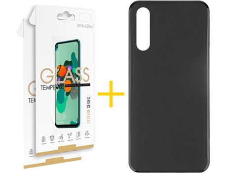 Carcasa + 2 Protectores de Pantalla Samsung A70 SKYHE Negro