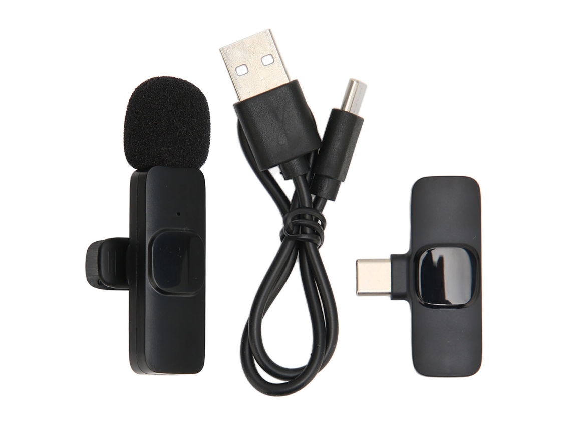 Microfone Lavalier Sem Fio Com Cancelamento De Ruído Plug And Play Para Live Show K9 Type C