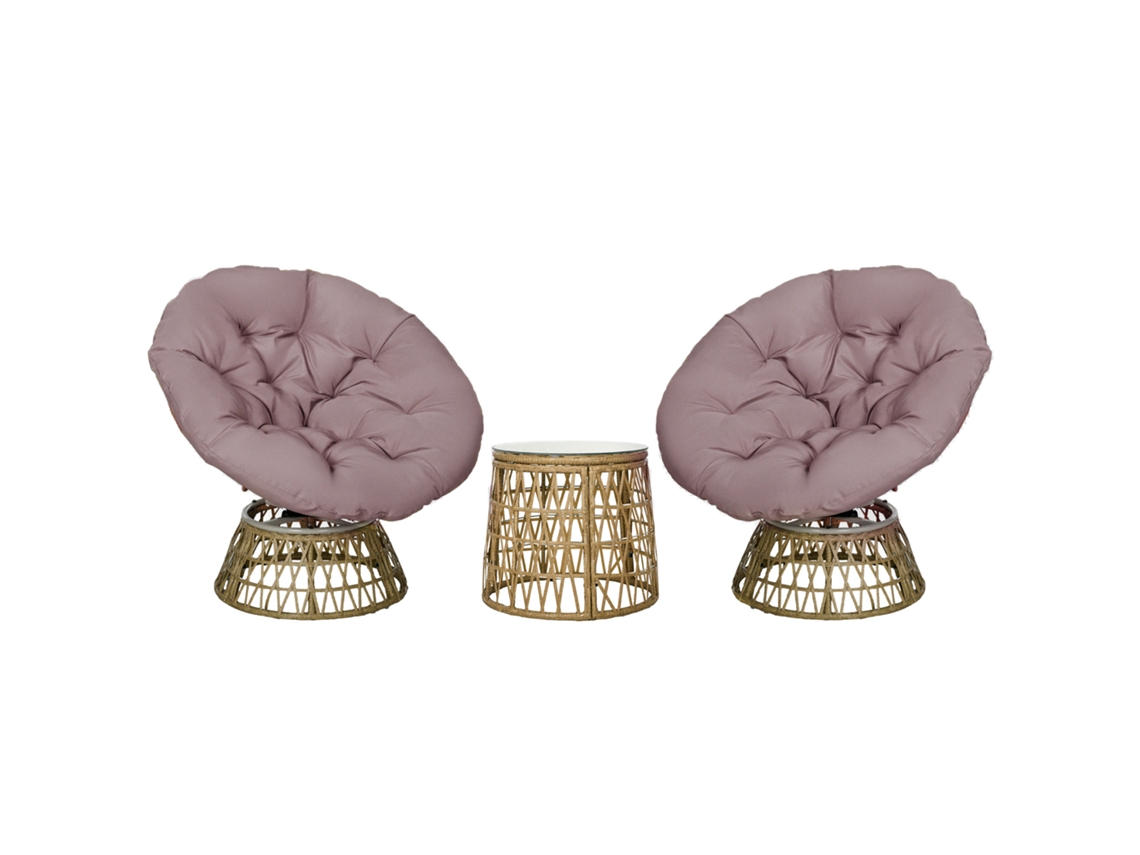 Conjunto De Bistró, 3 Piezas: Mesa, 2 Sillas, Cojines, Amarillo.