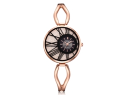 Reloj De Pulsera Lvpai Para Mujer Con Brazalete De Aleación Metálica, Movimiento De Cuarzo, Oro Rosa + Negro.