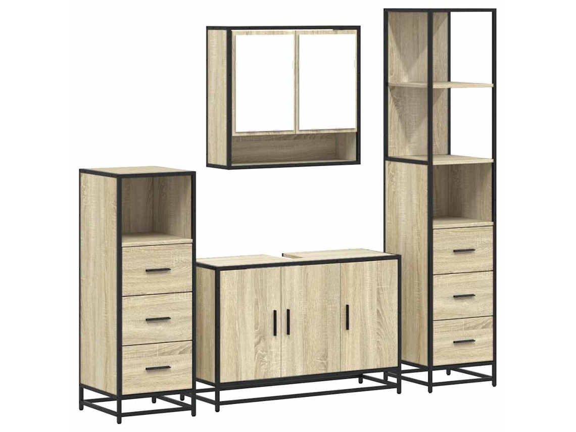 Conjunto 4 de muebles de baño VIDAXL contrachapada roble sonoma