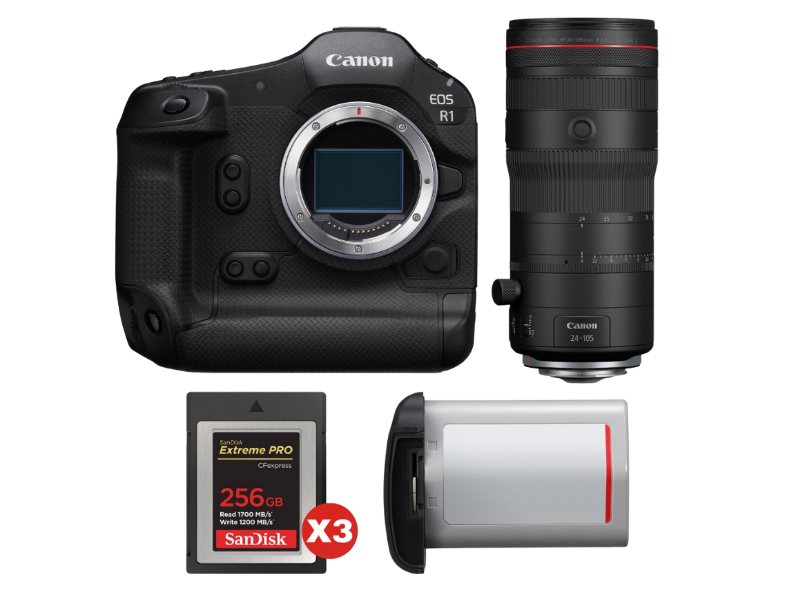 Canon Eos R1 + Rf 24-105mm F/2.8 L Is Usm Z + 3 Sandisk 256gb Extreme Pro Cfexpress Type B + Canon Lp-e19 + Ebook Pricedirect