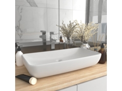 Lavabo rectangular de lujo de cerámica blanca mate de 71 x 38 cm, DKD HOME DECOR