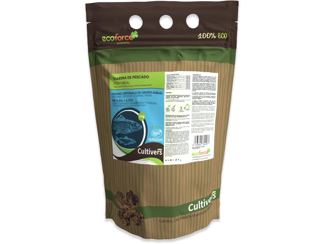 CULTIVERS Harina de Pescado 5 kg Abono Ecológico para Plantas Universal. Aporte de Nitrógeno y Fósforo. Fertilizante Activador del Crecimiento