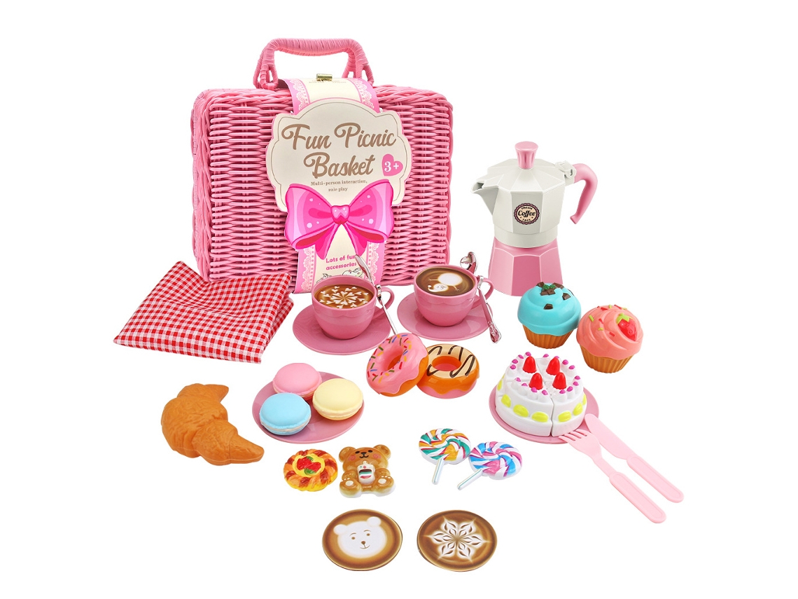 Set de juguetes para picnic de cumpleaños de Digitallab para niños, 30 piezas (rosa)