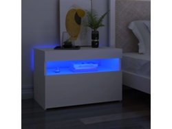 Mesita de Noche & Luces Led 60X35X40 Cm Deriv. Madera Blanco