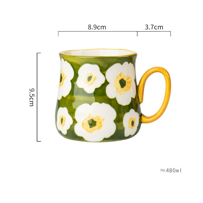 Caneca De Cerâmica (verde Militar, 480 Ml), Estilo Pintado À Mão, 480 Ml