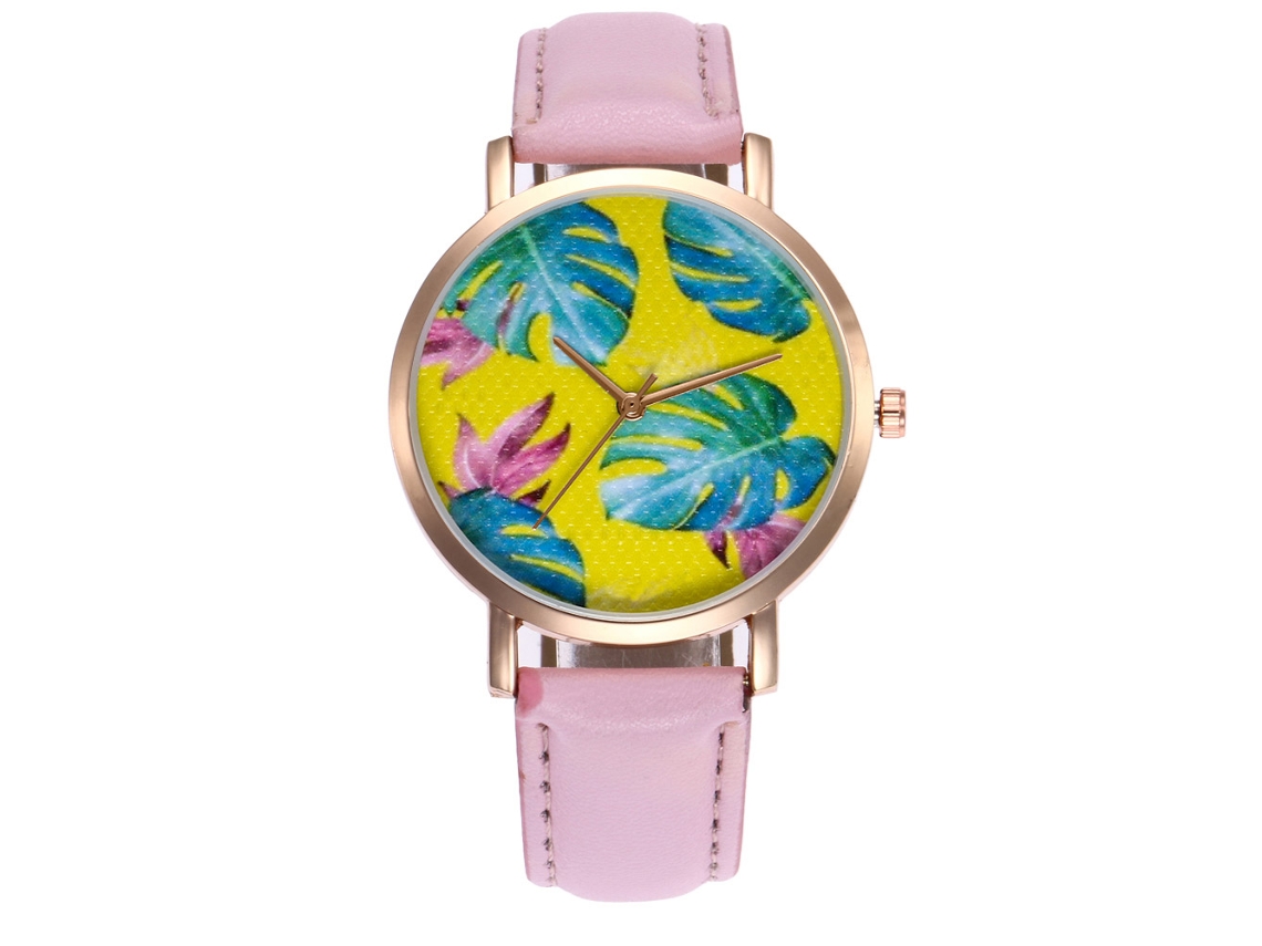 Reloj De Cuero Simple Unisex Quartz Zlf0208-m Rosa Decoración