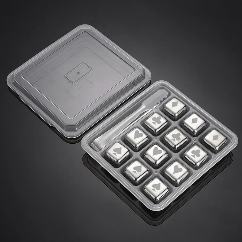 (plata, 12 Unidades, Con Clips) Cubos De Hielo Reutilizables De Acero Inoxidable, Congelación Rápida, Metal De Grado Alimenticio