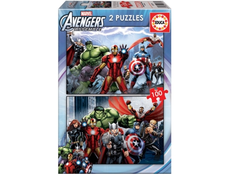 Puzzle EDUCA 2x Puzzle 100 Avengers (Edad Mínima: 3 Años - 200 Piezas)