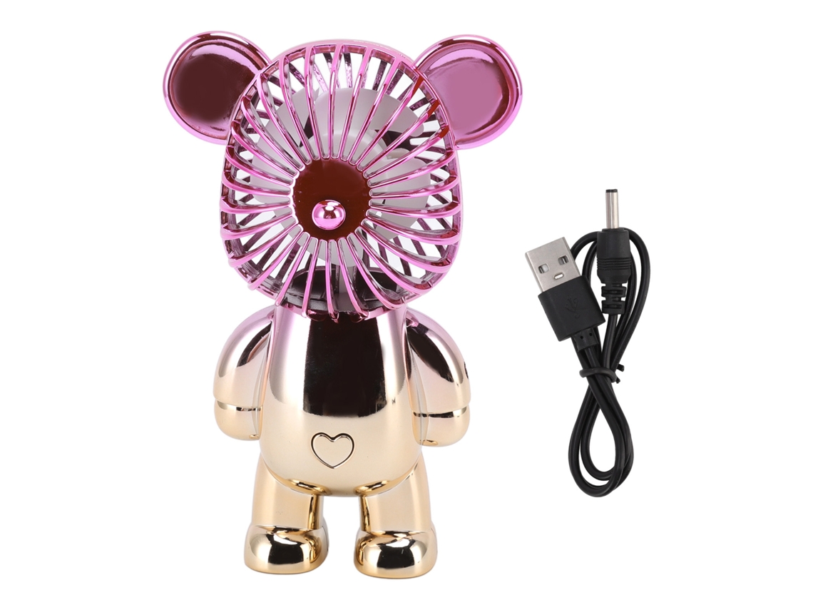 Ventilador Eléctrico Portátil De Mano Con Diseño De Dibujos Animados, Carga Usb, Forma De Oso, 3 Velocidades, Ideal Para La Oficina, El Dormitorio O El Estudio.