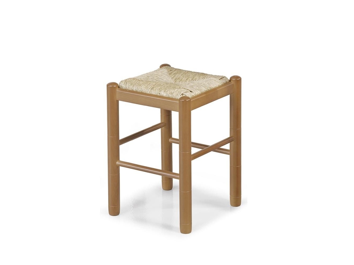 Banqueta Clássica em Cerejeira 32x46x32cm Madrid Anea Natural FANMUEBLES