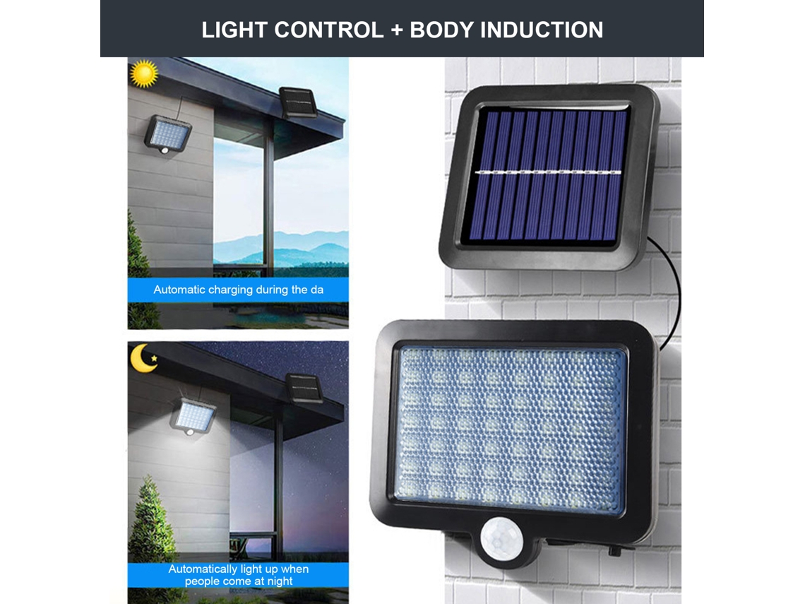 Aplique solar de pared exterior impermeable con sensor, modelo 2026, ideal para balcón, jardín, patio, garaje y cobertizo.