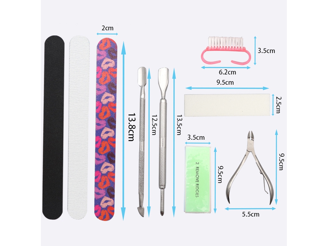 Juego de lima y decoración de uñas: papel de lija de doble cara, tijeras para cutículas y empujador, kit de manicura KOFIHETY