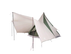Tienda tipi familiar, verde y beige, 510 x 690 x 330 cm