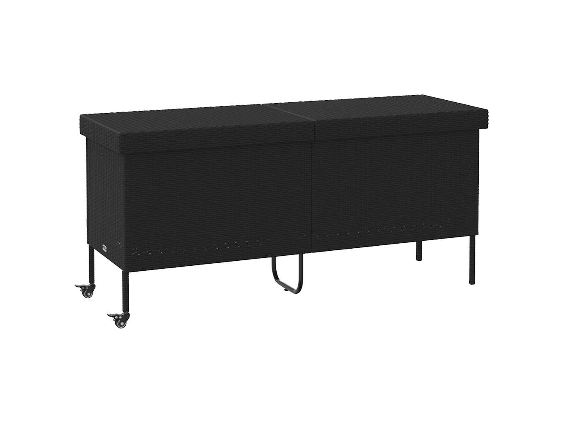 Baúl de jardín de mimbre negro con ruedas MAISON EXCLUSIVE (160x55x75 cm)