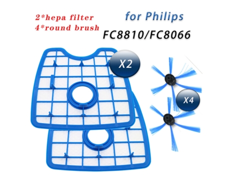 6 unids/set aspiradora 4 cepillos redondos y 2 filtros de pantalla para Robot Philips Fc8066 Fc8820 Fc8810 accesorios de Robot de barrido