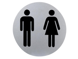 Cartel aluminio baño hombre/mujer ø12 cm.