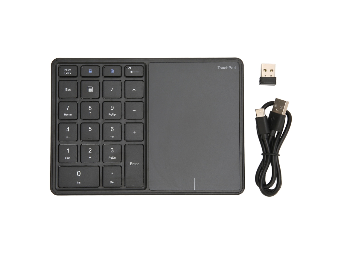 Teclado Numérico Sem Fio 22 Teclas Com Touchpad Design Ergonomico Conexão Dual Bt 2.4g Plug And Play