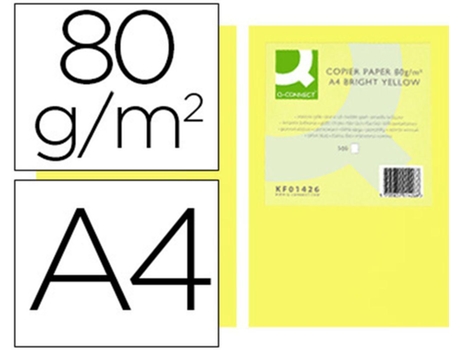 Papel Color Q Connect Din A4 80Gr Amarillo Intenso Pack De 500 Hojas