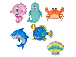 Decoración reutilizable grande con temática de tiburón oceánico, fácil de inflar y desinflar para el baño del bebé y decoraciones para fiestas submarinas, 6 diseños diferentes.