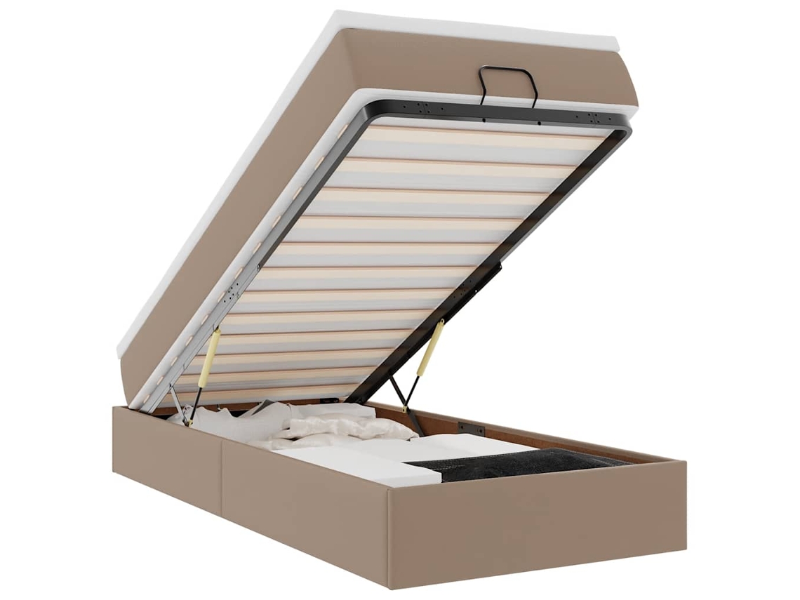 Maison Exclusive - Estructura Cama Otomana Colchón Cuero Sintético Cappucino
