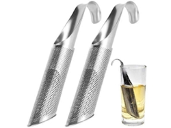 Colador De Té Largo De Acero Inoxidable 304 Paquete De 2 Plata Para Taza Azul