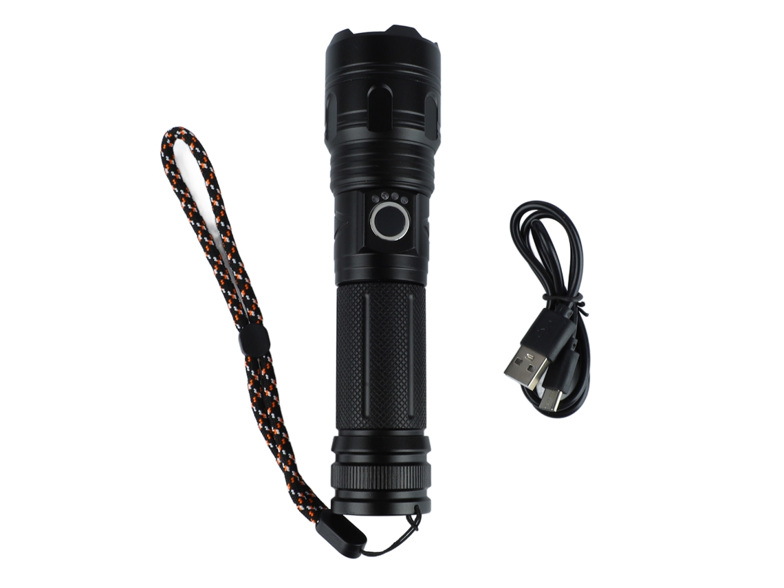 Linterna Retráctil Superbrillante Con Indicador De Batería Y Carga Usb Para Acampar Al Aire Libre.