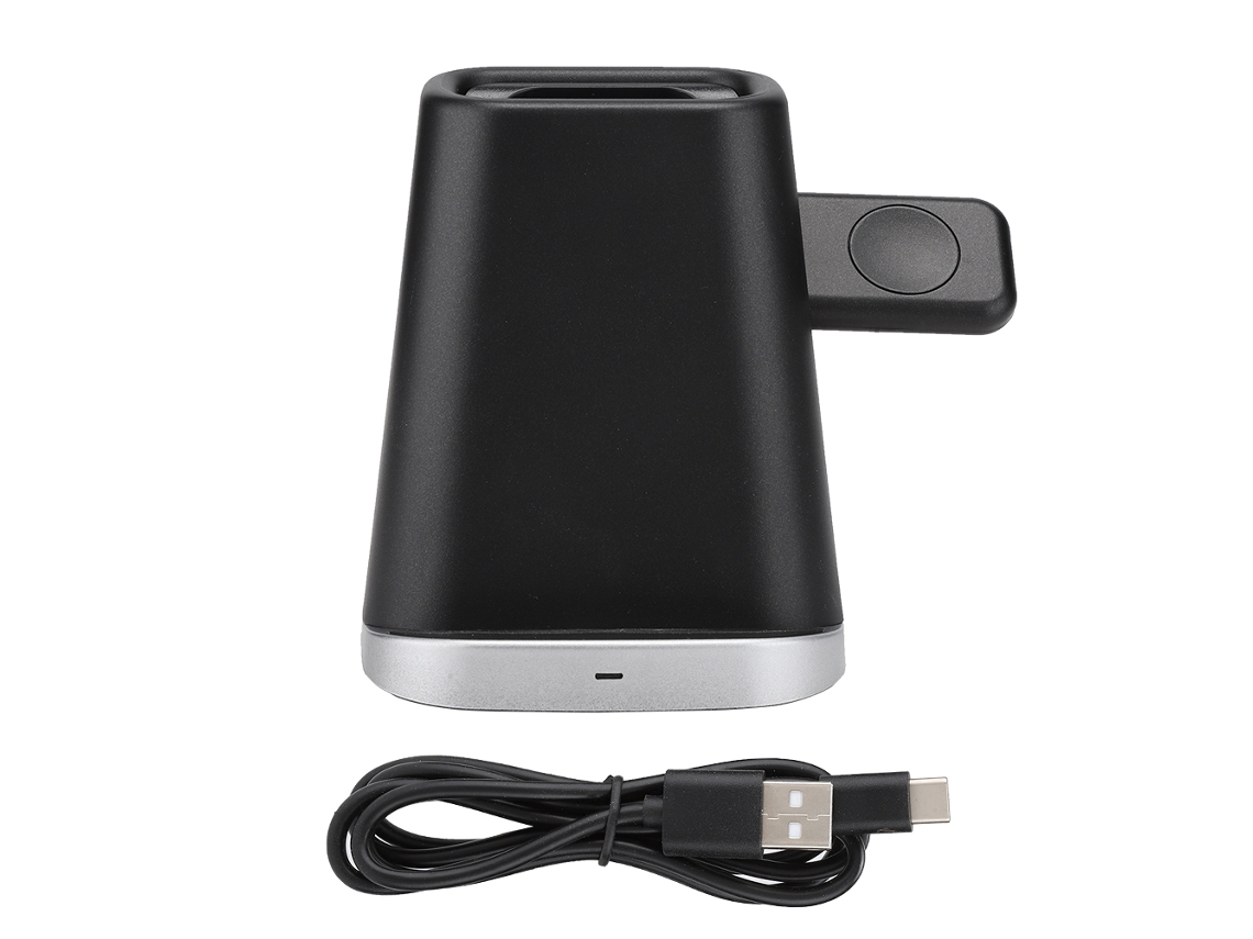 Cargador Inalámbrico Multifuncional 3 En 1 Para Teléfono, Reloj Y Auriculares Con Soporte