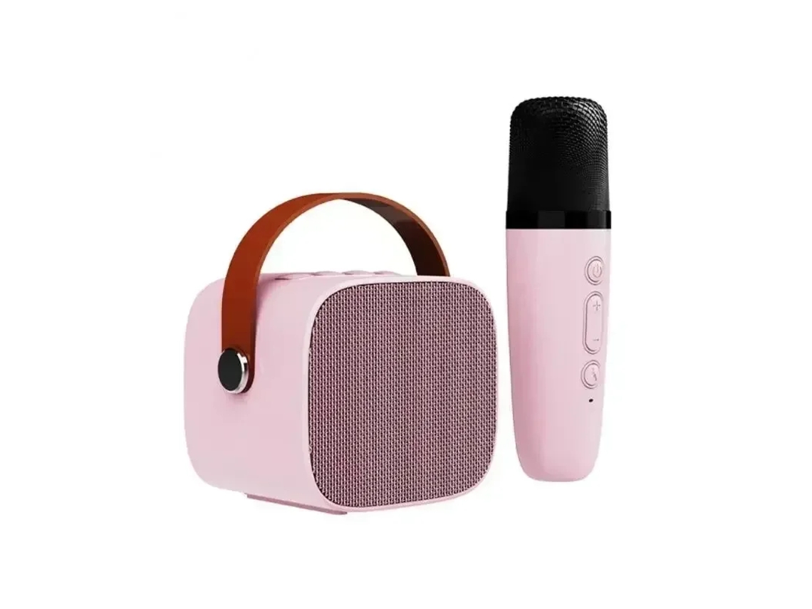 K1 Karaoke VEANXIN Infantil Cantando Teléfono Bluetooth Altavoz Micrófono Inalámbrico Reuniones Familiares Rosa