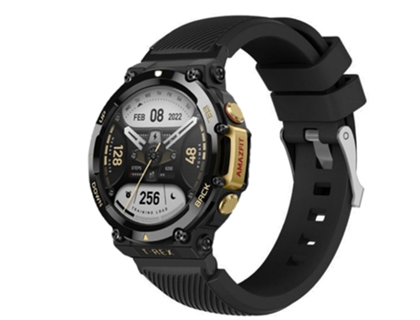 Correa de Silicona diseño de sarga ajustable para Huami Amazfit T-Rex 2 - negro