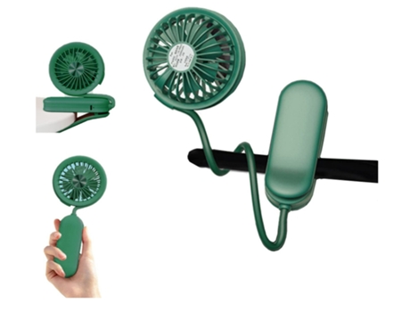 Mini ventilador 3 en 1 portátil/clip/cochecito Mini ventilador portátil Sostener/cortar/envolver ventilador USB recargable verde BISBISOUS