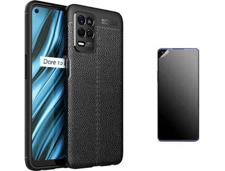 Kit Carcasa Y Protector Realme 8 4G Ultimatte Rugged Leather Negro