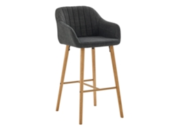 Taburetes De Bar 2 Unidades - Estilo Europeo, Respaldo Alto, Brazos, Asiento Lino, Patas Madera - Negro