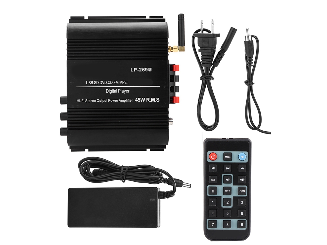 Amplificador de Potência Mali Bluetooth Lepy LP 269S, 4 canais, com controle remoto, para casa