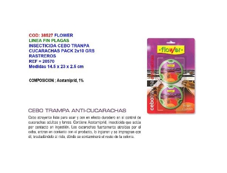 Flower insecticida cebo trampa cucarachas pack 2x4 gr 20570