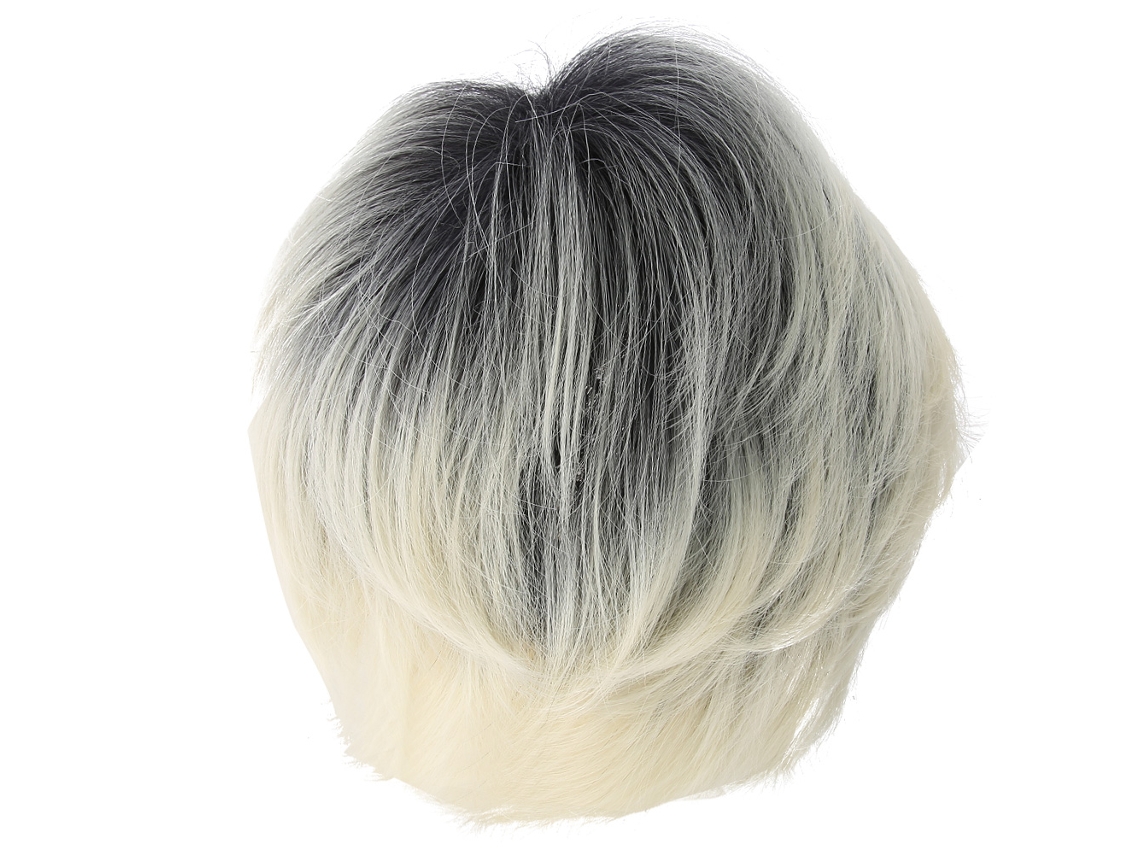 Peluca Corta Gris Blanca Recta De Pelo Sintético Resistente Al Calor Para Cosplay Bingle