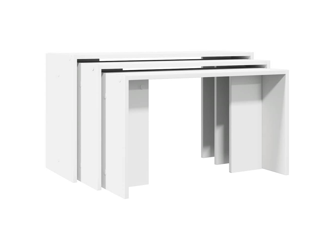 Conjunto 3 Mesa Nido VIDAXL Blanco Madera contrachapada