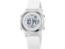 Temporizadores LED resistentes al agua y reloj digital con correa de silicona, color blanco y plateado