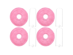 4 Juegos De Farolillos Redondos De Papel Rosa Hechos A Mano Con Estructura Metálica Para Colgar Y Decorar.