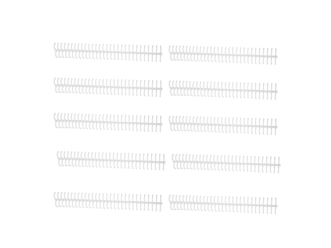 Rollo De Espiral Para Encuadernación De 10 Piezas, Capacidad Para 130 Hojas, 30 Agujeros, 16 Mm De Diámetro, Color Blanco.