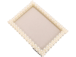 Marco Fotos Blanco Resina 5x7 Pulgadas Cuentas Decorativas Elegante Portafotos Dormitorio Oficina Retro